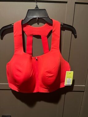All in Motion High Support Front-Zip Sports Bra - Red New Size 44C